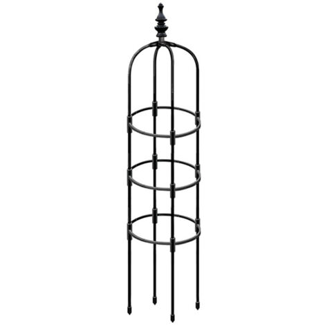 Tuteur pyramidal pour jardin en acier inoxydable noir - Cage support plantes hauteur ajustable 90-180cm