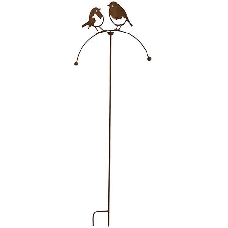 Tuteur tige mobile motif oiseaux rouille 40x4x100cm
