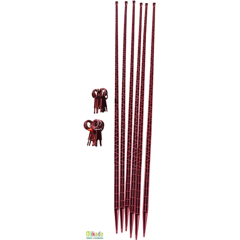 Mikado - Tuteur Tomate - pack 150 cerise : 6 tuteurs 150 cm et 24 attaches
