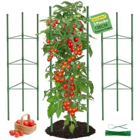 Tuteur Tomate,3pcs Cage à Tomates Support,130cm Vertical Treillis pour Jardin, piquets de Support Plantes grimpantes, légumes et Fleurs,Légumes Fleurs -