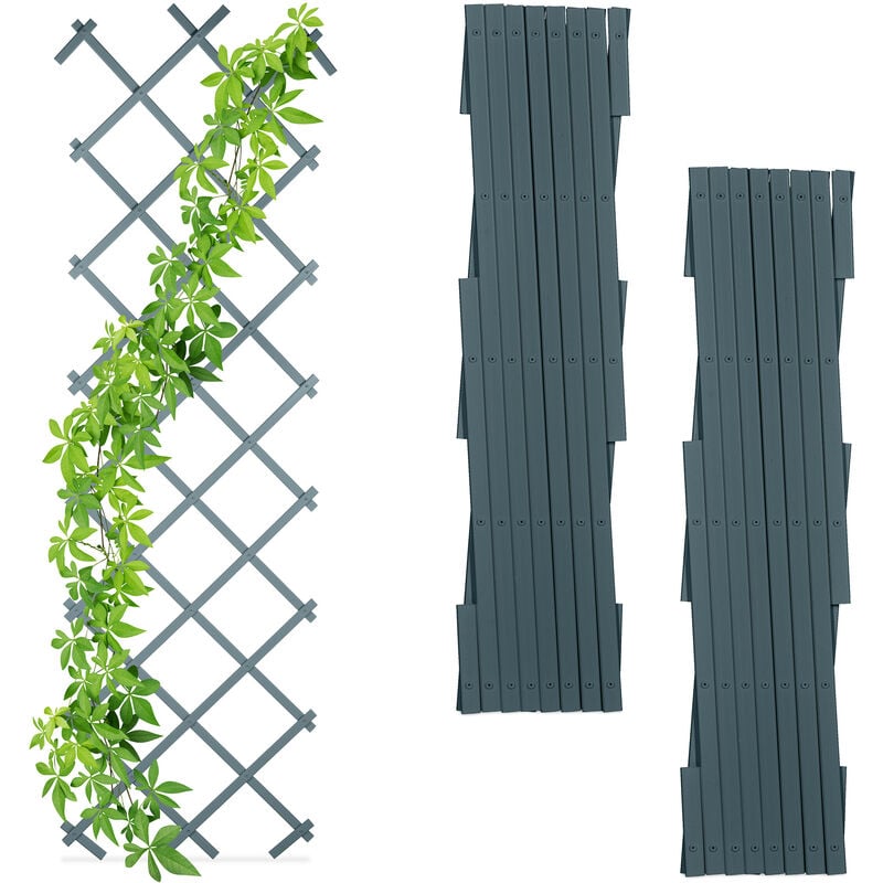 Tuteur à tomates en lot de 3, extensible, pour plantes grimpantes, 180 cm, jardin, balcon, terrasse, gris - Relaxdays