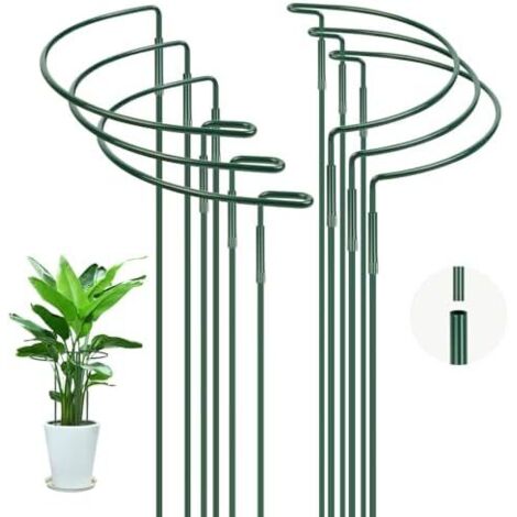 Tuteurs pour Plantes, 6PCS 25  40CM Vert Support de Plantes Jardin en Métal Demi-Rond, Anneau Pivoines Hortensias Roses Sédum Légumes Tomates 6pcs/2540CM -