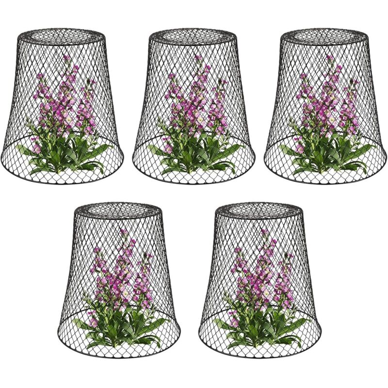 Tuteurs pour plantes, housse de protection en métal pour plantes, lot de 5, noir