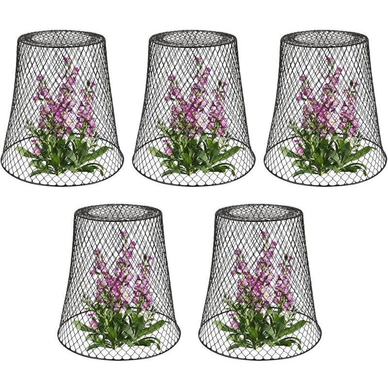 Tuteurs pour plantes, housse de protection en métal pour plantes, lot de 5, noir