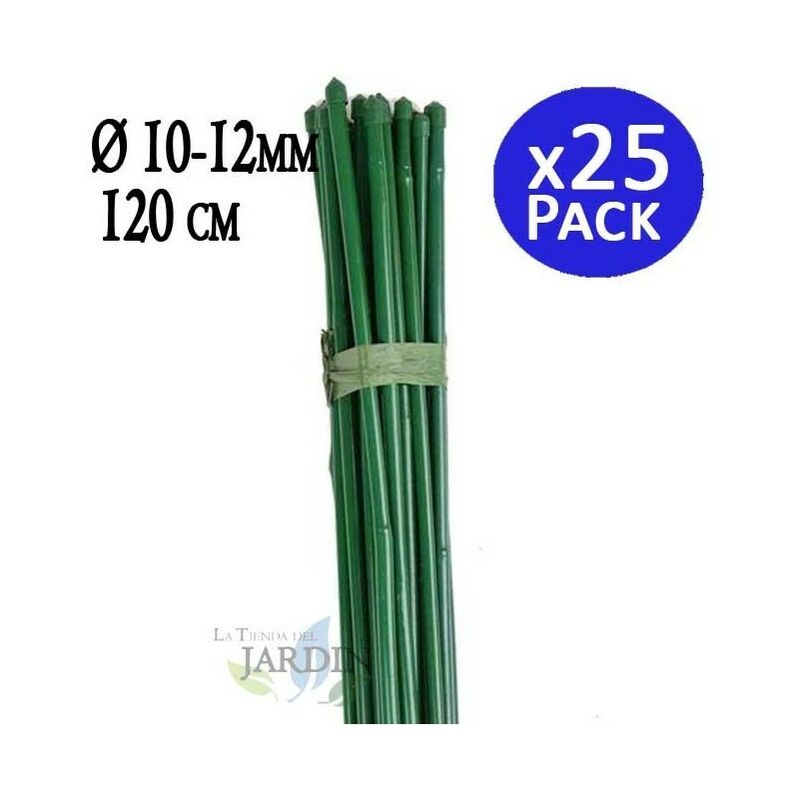 Tuteur en bambou plastifié 120 cm, diamètre de bambou 10-12 mm (Pack 25). Tiges de bambou écologiques pour attacher les arbres