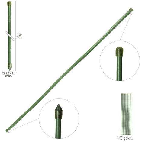 Tutor Varilla Bambú Plastificado Ø 12  - 14 mm. x   150 cm. (Paquete 10 Unidades)