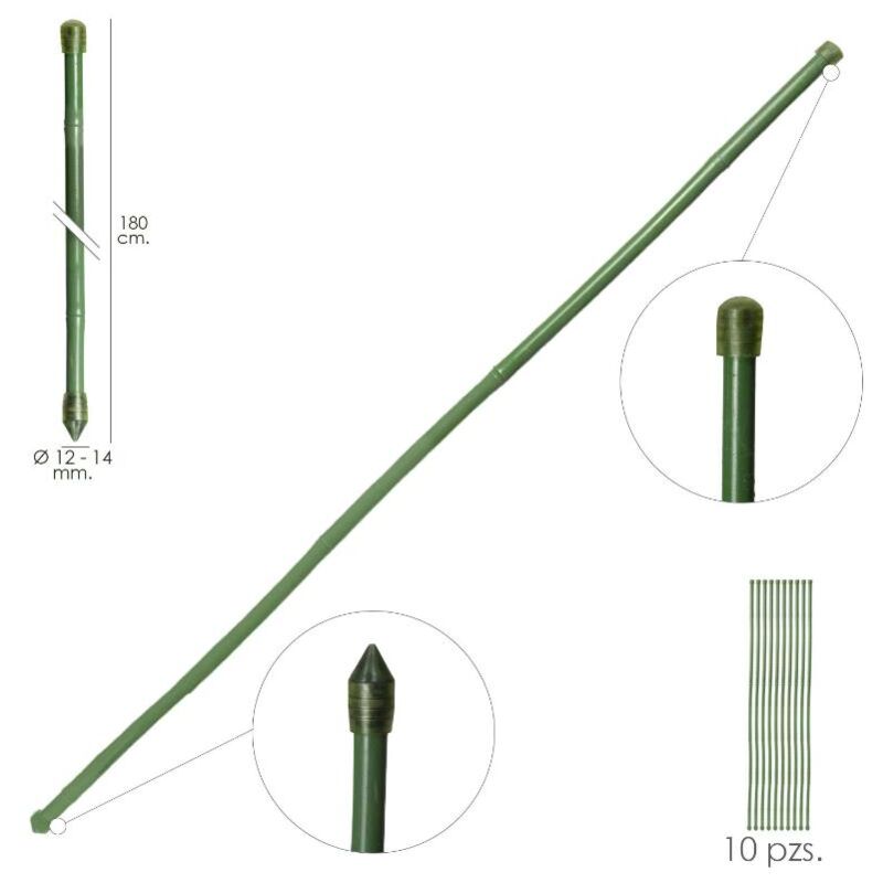 

Tutor Varilla Bambú Plastificado Ø 12 - 14 mm. x 180 cm. (Paquete 10 Unidades)