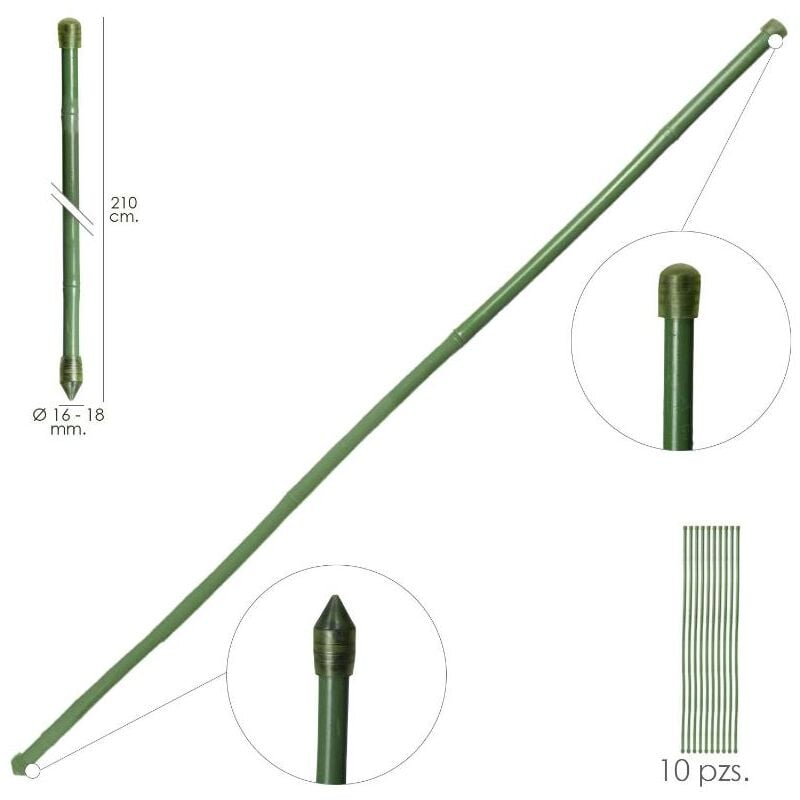 

Tutor Varilla Bambú Plastificado Ø 16 - 18 mm. x 210 cm. (Paquete 10 Unidades)