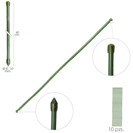 Tutor Varilla Bambú Plastificado Ø 8-10 Mm. X 60 Cm. (Paquete 10 Unidades)