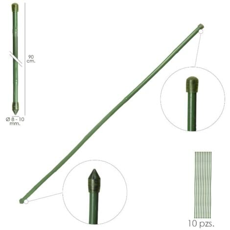 tutor varilla bambú plastificado ø  8  - 10 mm. x  90 cm. (paquete 10 unidades)