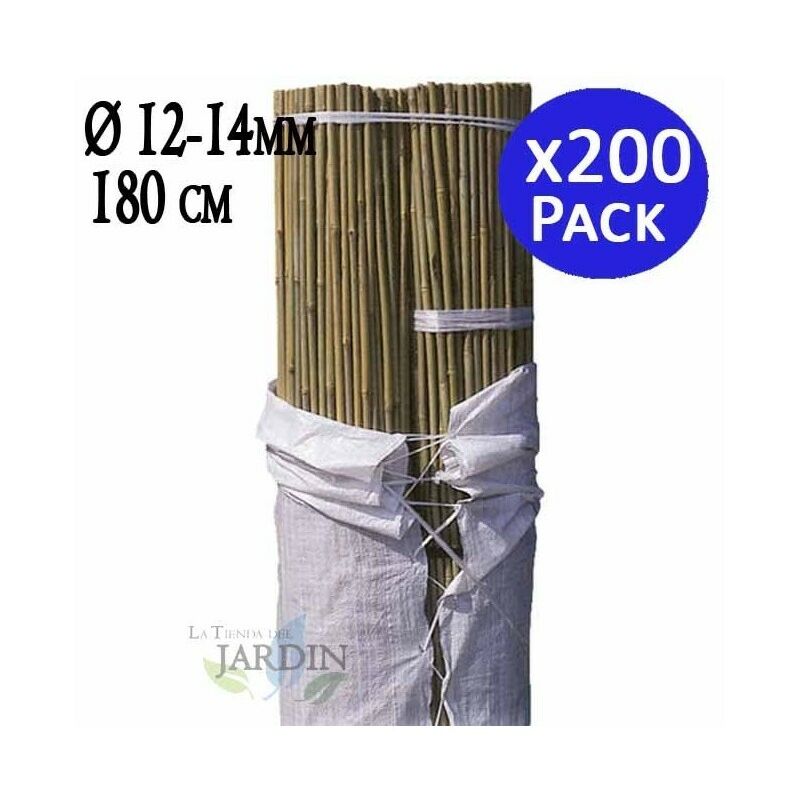 Tuteur en Bambou 180 cm, 10-14 mm (Pack 200). Baguettes de bambou, canne de bambou écologique pour soutenir les arbres