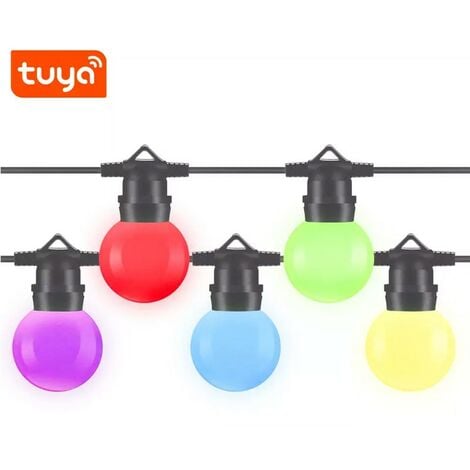 Catena luci esterno multicolor bluetooth 10.5m lampadine smart decorative  musica