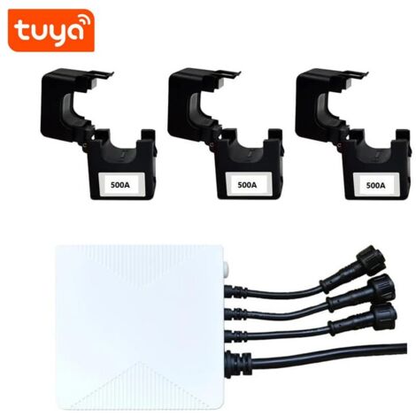 Tuya Contatore di Energia Trifase Bidirezionale Smart WiFi con Pinze Amperometriche 500A