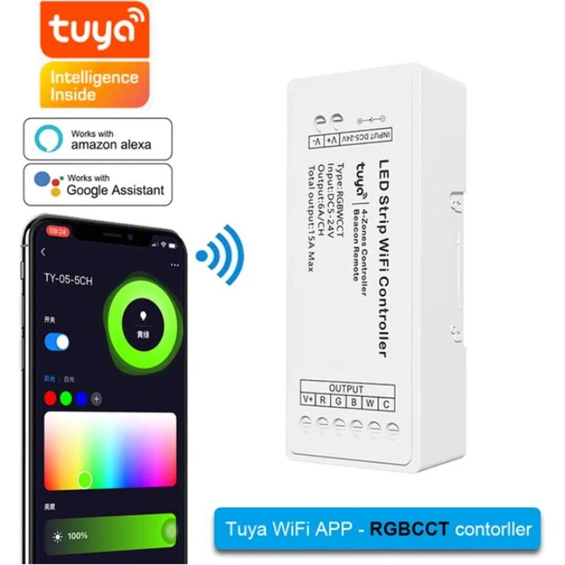Image of Tuya - Controller 4 Zone per Strip Led Smart WiFi rgbcct