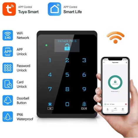 Tuya Controllo Accessi Smart WiFi IP66 con Tastiera Touch e Display
