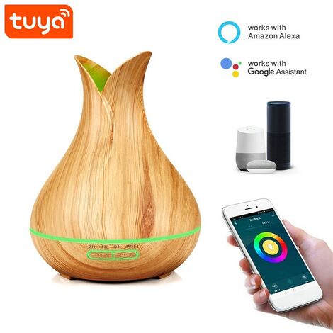 Tuya Diffusore di Aromi ad Ultrasuoni Smart WiFi con Luce LED  Legno Chiaro