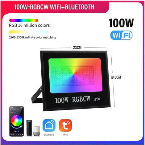 Tuya Faro a LED Smart WiFi RGBCW Impermeabile da Cablare  100W
