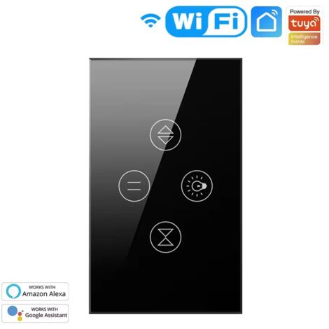 Tuya Interruttore 2 in 1 Smart WiFi per Tapparelle e Luce  Colore: Nero