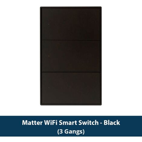 Tuya Interruttore a Pulsante Nero per Luce Smart Matter da Muro Serie Fusion  Dimensione: 3 Pulsanti