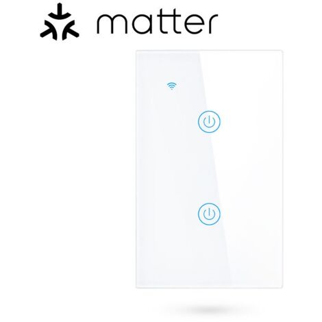 Tuya Interruttore per Luci Touch Bianco Smart Matter WiFi Serie NovaTech  Dimensione: 2 Pulsanti