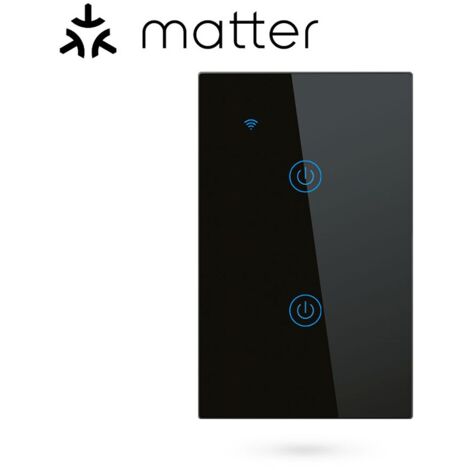 Tuya Interruttore per Luci Touch Nero Smart Matter WiFi Serie NovaTech  Dimensione: 2 Pulsanti