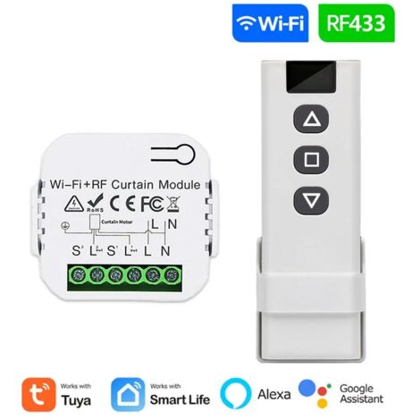 Tuya Interruttore per Tapparelle Smart WiFi + RF433 con Telecomando