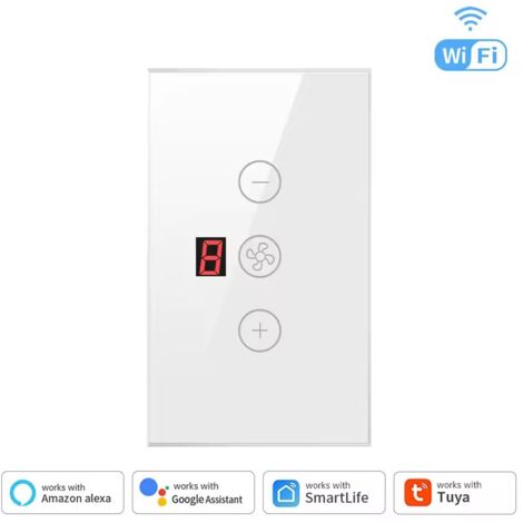 Tuya Interruttore per Ventole Smart WiFi con Display  Colore: Bianco