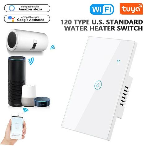Tuya Interruttore Touch per Scaldabagno Smart WiFi e Bluetooth 40A Colore: Bianco