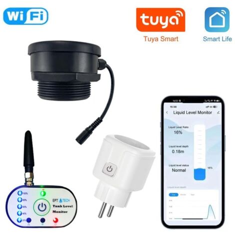 Tuya Kit di Misurazione Livello Acqua Smart WiFi con Monitor Indicatore e Presa