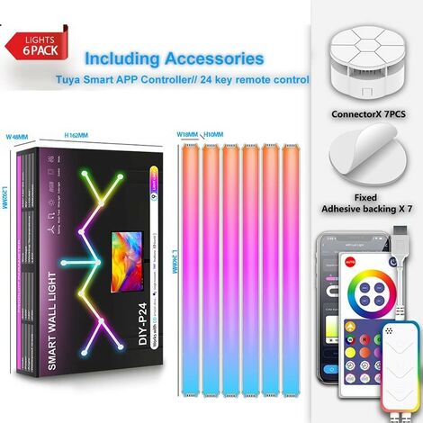 Tuya Kit Lampade LED a Giunzione Smart WiFi RGBIC da Parete 6