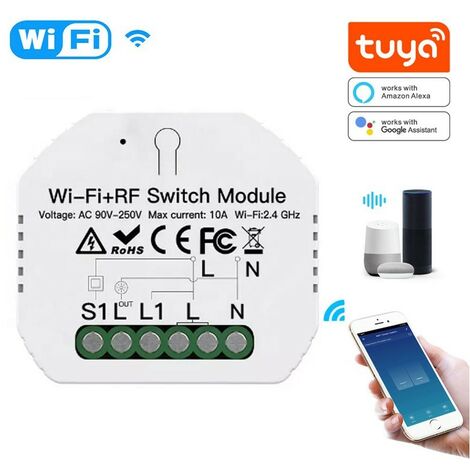 Tuya Mini Interruttore 1 Canale Smart WiFi ed RF433 con Telecomando
