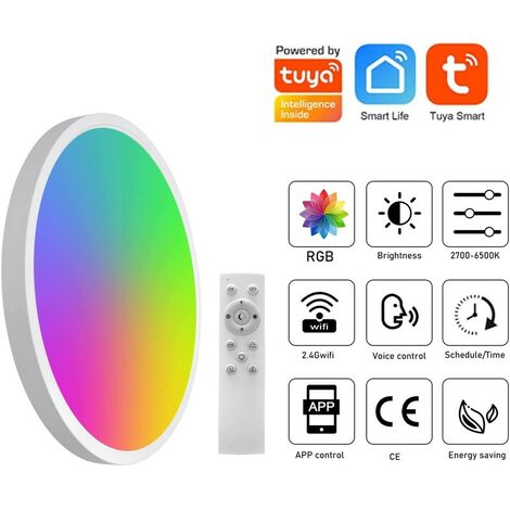 Tuya Plafoniera a Led Smart WiFi Dimmerabile con Retroilluminazione 24W + 10W