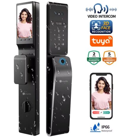 Tuya Serratura per Porta 3D Face Smart WiFi da Esterno con Funzione Videocitofono