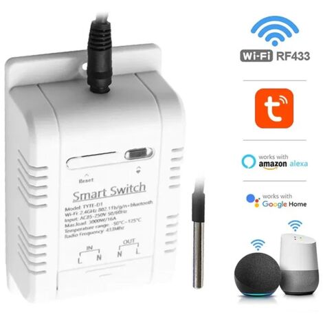 Tuya Smart Switch WiFi di Temperature con Monitoraggio Consumi e Telecomando  Con Sonda Temperatura