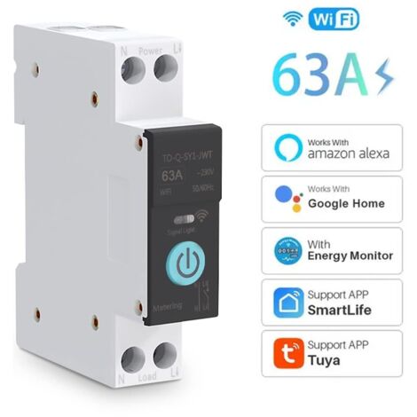 Tuya Smart Switch WiFi su Guida DIN con Contatore di Energia  63A