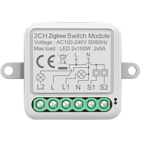 Tuya Smart Switch ZigBee Modulo interruttore remoto Interruttore invisibile Zero Fire Interruttore nascosto Timer, ZigBee Zero Fire 2 vie