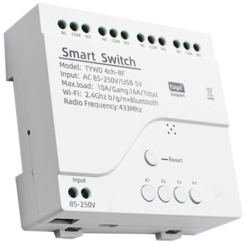 Image of Tuya Smart Wifi Motorschaltermodul 433 Funkfernbedienung 4CH Inching Relais für Zuhause, AC85-250V