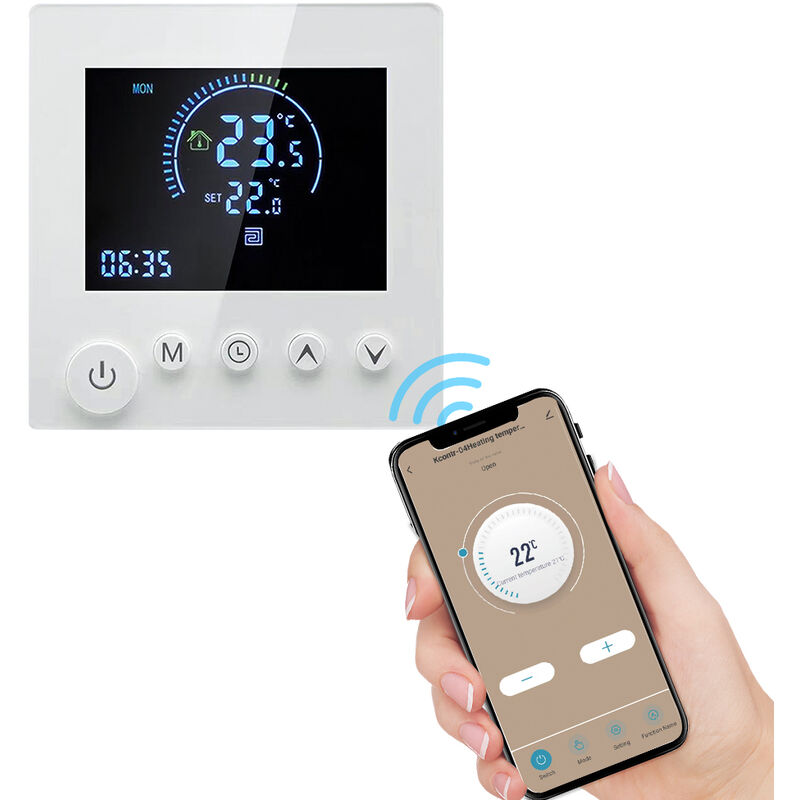 Tuya Smart WiFi Thermostat mural Télécommande programmable Capteur NTC Écran LCD Bouton tactile Sol chaud Thermorégulateur numérique Contrôleur de