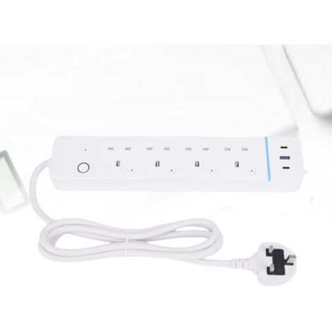 Tuya Smart-WLAN-Steckdose mit App-Steuerung  4 Steckdosen + 3 USB-Anschlüsse  Sprach- und Fernbedienungssteuerung