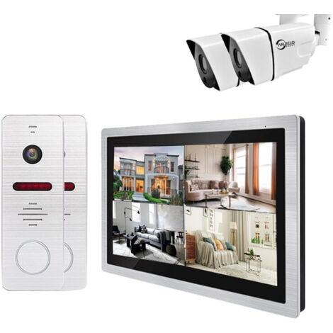 Tuya Sonnette de porte intelligente DVR 1080p 10" pour système de contrôle WiFi vidéo 4 écrans indépendants IP sonnette