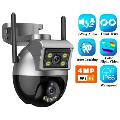 Tuya Telecamera di Sicurezza a Doppia Lente Smart WiFi PTZ  4.0 MP