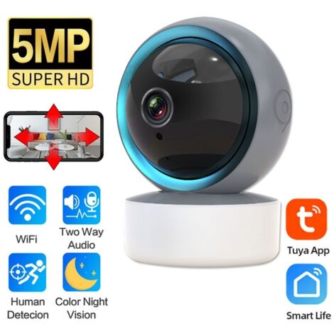 Tuya Telecamera di Sicurezza Panoramica da Interno Smart WiFi  5.0 MP