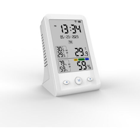 Tuya USB-wiederaufladbarer WLAN-Temperatur- und Feuchtigkeitsmesser – Hygrometer-Thermograph mit LCD-Bildschirm – Kompatibel mit