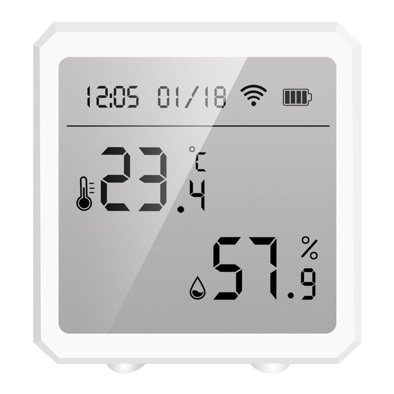 

Tuya WiFi BT Detector de temperatura y humedad Sensores de pantalla LCD Temperatura alta y baja Humedad Funcion de alarma Detector inteligente de