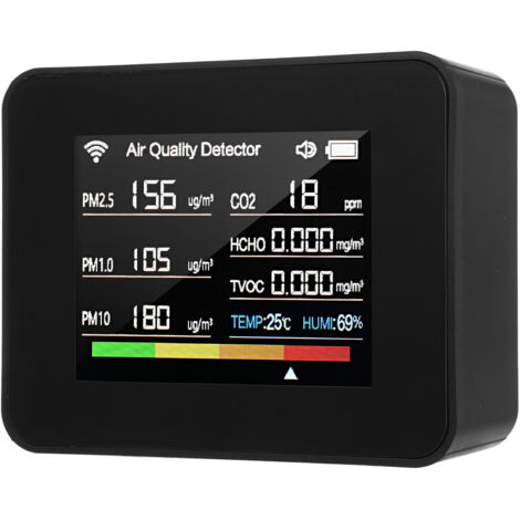 Tuya WiFi Compteur de qualité de l'air 13 en 1 Le moniteur d'intérieur détecte le CO₂ TVOC HCHO PM2,5 PM1,0 PM10 Humidité et température Heure Date Alarme Minuterie Chronomètre avec pour les bureaux à