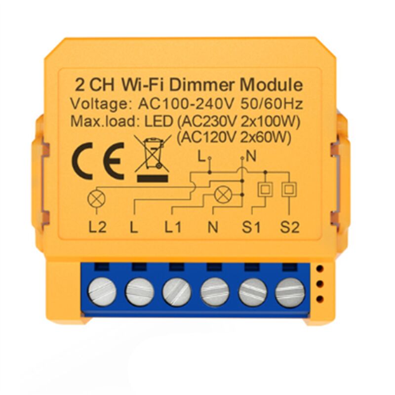 Image of Tuya WiFi Dimmer Schalter Modul Smart Home diy Breaker Unterstützt Voice Control app Control-2 Weg