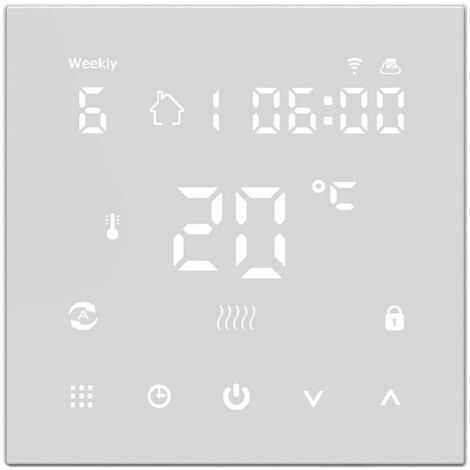 Tuya WiFi HY607 Digital Display Smart Controller Multifunctional Temperature Controller Electric Floor Heating Thermostat Compatible with Amazon Alexa and Google Home, White, Water and Boiler Heating