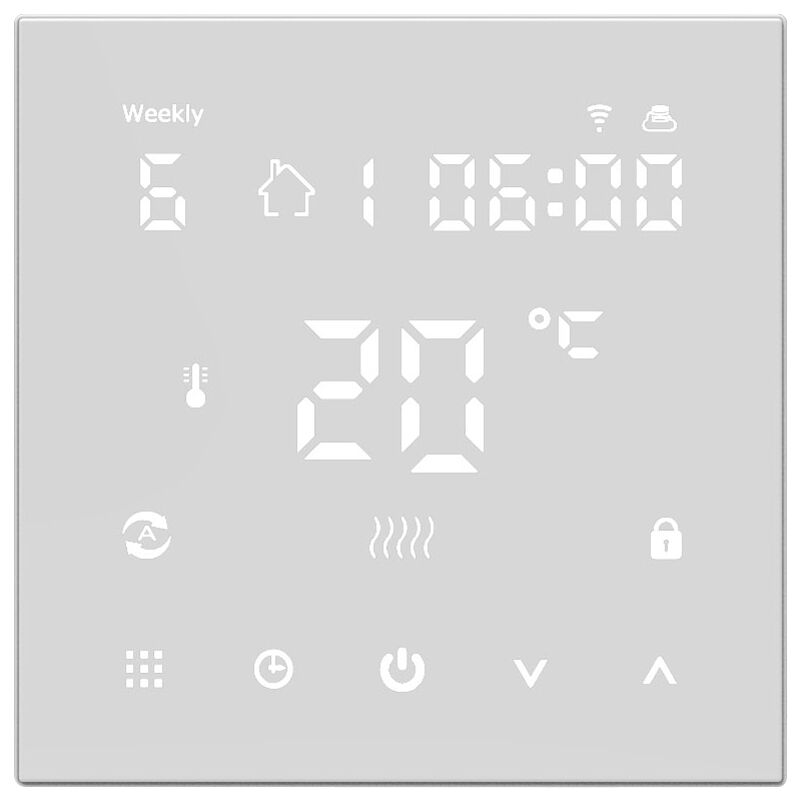 

Tuya Wifi HY607 Pantalla digital Controlador de temperatura inteligente Termostato de caldera de calefaccion de piso electrico multifuncional