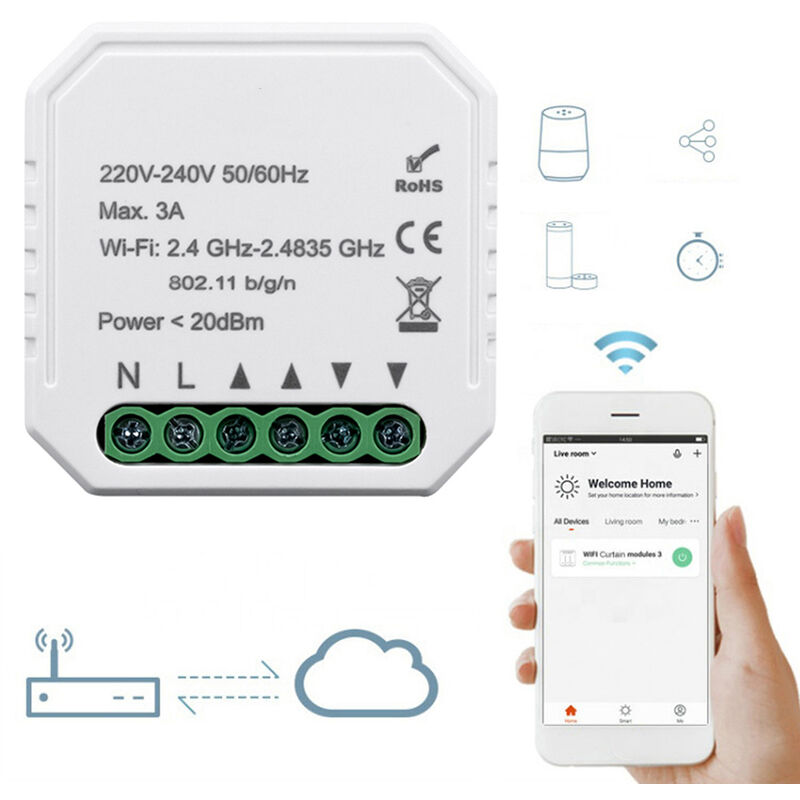 

Tuya WiFi Inteligente Cortina Modulo Inteligente Inicio DIY del modulo de conmutador Cortina herramienta compatible con Alexa Pagina principal de