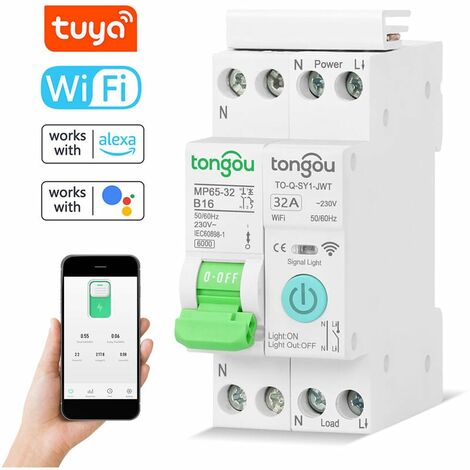 Tuya Wifi Intelligenter Leistungsschalter Drahtlose Fernbedienungen zur Steuerung von Mobiltelefon-App-Fernbedienungen, die intelligente Heimgeräte-Timing-Countdown-Loop-Timing-Modi anzeigen, die mit